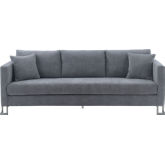 Heritage Sofa Grey Fabric with Brushed Stainless Steel Legs