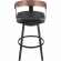 Idris 26" Swivel Counter Stool in Black Iron, Walnut Finish & Vintage Black Leatherette