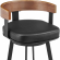 Idris 26" Swivel Counter Stool in Black Iron, Walnut Finish & Vintage Black Leatherette