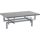 Illusion Coffee Table Grey Wood with Brushed Stainless Steel Base