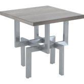 Illusion End Table Grey Wood with Brushed Stainless Steel Base