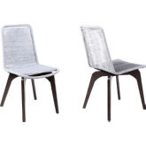 Island Outdoor Dining Chair in Earth Finish Eucalyptus & Silver Rope (Set of 2)