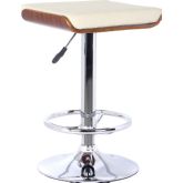 Java Adjustable Height Bar Stool in Chrome Base with Walnut Wood & Cream Leatherette Seat