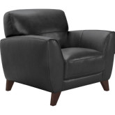 Jedd Arm Chair in Black Leather on Brown Wood Legs