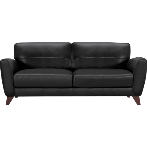 Jedd Sofa in Black Leather on Brown Wood Legs