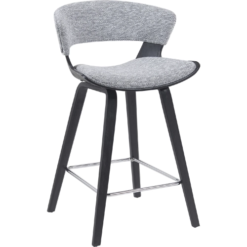 Jagger Counter Stool in Black Brushed Wood & Gravel Grey Fabric