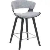 Jagger Counter Stool in Black Brushed Wood & Gravel Grey Fabric