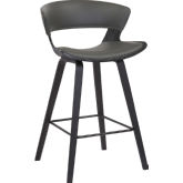 Jagger 26" Counter Stool in Grey Leatherette & Black Wood