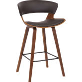 Jagger 26" Counter Stool in Brown Leatherette & Walnut Finish Wood