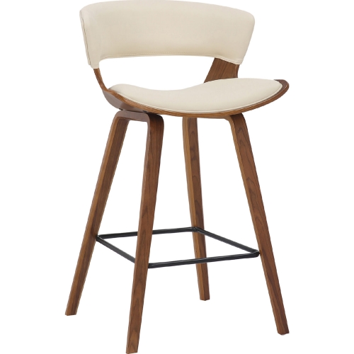 Jagger 26" Counter Stool in Cream Leatherette & Walnut Finish Wood