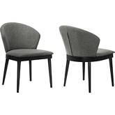 Juno Dining Chair in Charcoal Fabric & Black Wood (Set of 2)