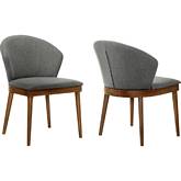 Juno Dining Chair in Charcoal Fabric & Walnut Finish (Set of 2)