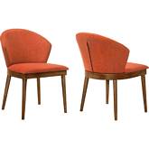 Juno Dining Chair in Orange Fabric & Walnut Finish (Set of 2)
