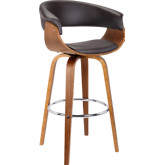Julyssa 30" Swivel Bar Stool in Brown Leatherette & Walnut Finish