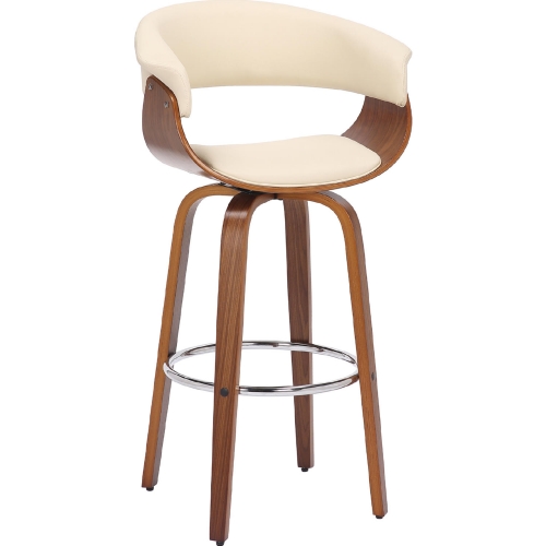 Julyssa 26" Swivel Counter Stool Cream Leatherette & Walnut Finish