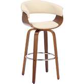Julyssa 26" Swivel Counter Stool Cream Leatherette & Walnut Finish