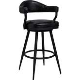 Justin 26" Swivel Counter Stool in Vintage Black Leatherette & Black Metal
