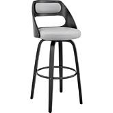 Julius 26" Swivel Counter Stool in Gray Leatherette & Black Wood