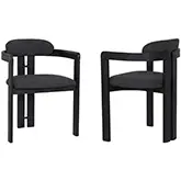 Jazmin Dining Chair in Black Brushed Wood & Charcoal Fabric (Set of 2)