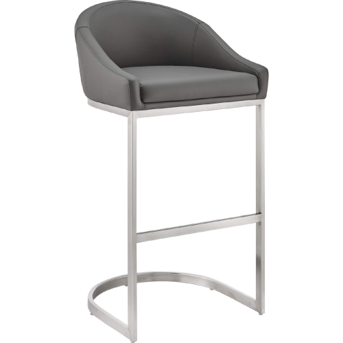 Katherine 30" Bar Stool in Brushed Stainless Steel & Gray Leatherette