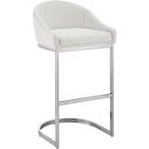 Katherine 30" Bar Stool in Brushed Stainless Steel & White Leatherette
