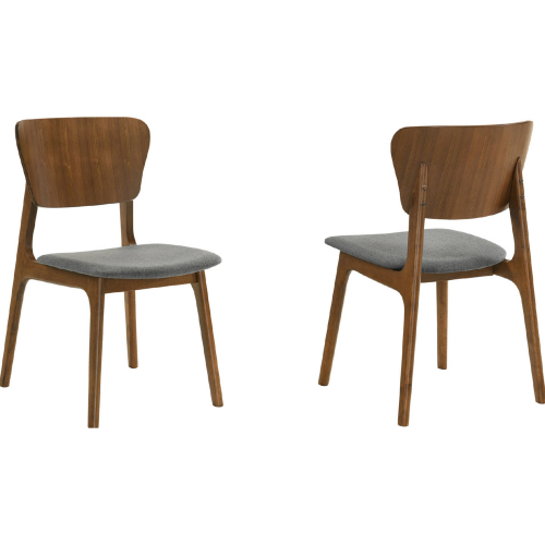 Kalia Dining Chair in Walnut Finish Wood & Charcoal Gray Fabric (Set of 2)
