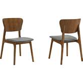Kalia Dining Chair in Walnut Finish Wood & Charcoal Gray Fabric (Set of 2)