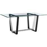 Kai 72" Dining Table in Brushed Stainless Steel, Black Iron & Glass
