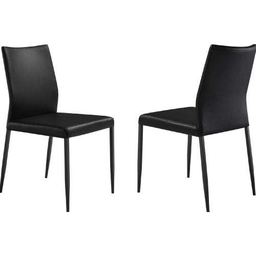 Kash Dining Chair in Black Leatherette & Black Metal (Set of 2)