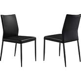 Kash Dining Chair in Black Leatherette & Black Metal (Set of 2)