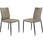 Kash Dining Chair in Taupe Gray Leatherette & Black Metal (Set of 2)