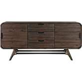 Kendra 3 Drawer Sideboard Buffet in Brushed Brown Acacia Wood