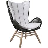 King Indoor Outdoor Lounge Chair in Light Wood, Truffle Rope & Gray Fabric (Set of 2)