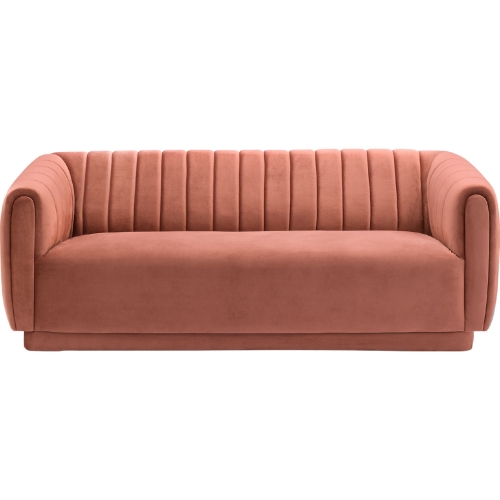 Kinsley Sofa in Channel Tufted Blush Velvet