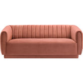 Kinsley Sofa in Channel Tufted Blush Velvet