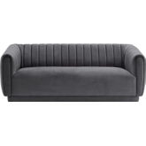 Kinsley Sofa in Channel Tufted Dark Grey Velvet