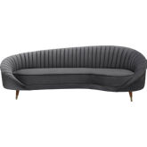 Karisma Curved Sofa in Channel Tufted Dark Grey Velvet