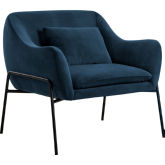 Karen Accent Chair in Blue Velvet & Black