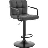 Laurant Adjustable Height Swivel Bar Stool in Grey Leatherette