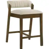 Landyn 30" Bar Stool in Ecru Fabric & Sepia Brown Rubberwood