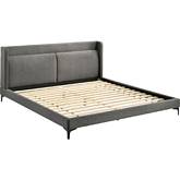 Legend King Platform Bed in Gray Fabric & Black Metal