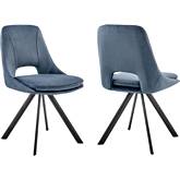 Lexi Dining Chair in Blue Velvet & Black Metal (Set of 2)