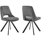 Lexi Dining Chair in Gray Velvet & Black Metal (Set of 2)