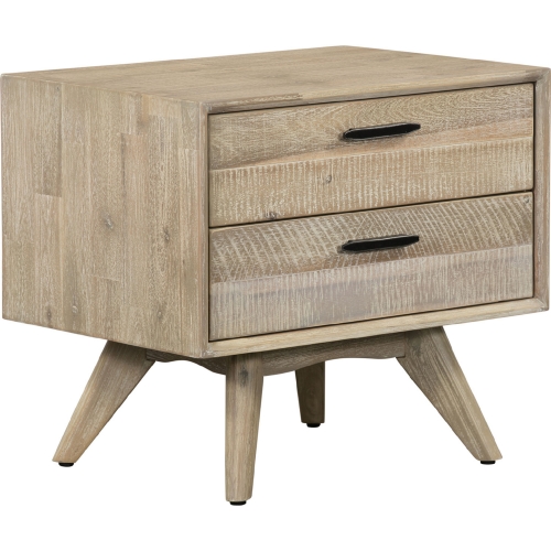 Baly 2 Drawer Nightstand in Grey Sandblasted Acacia