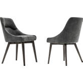 Lileth Dining Chair in River Fabric on Grey Wood (Set of 2)