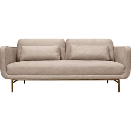 Lilou 77" Sofa in Beige Fabric & Antique Brass Metal