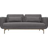 Lilou 77" Sofa in Gray Fabric & Antique Brass Metal