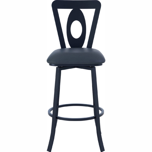 Lola 26" Counter Stool in Black Metal & Grey Leatherette