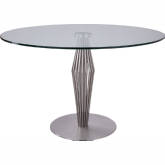 Lindsey 48" Dining Table in Brushed Stainless Steel & Glass