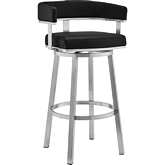 Lorin 26" Swivel Counter Stool Black Leatherette & Brushed Stainless Steel